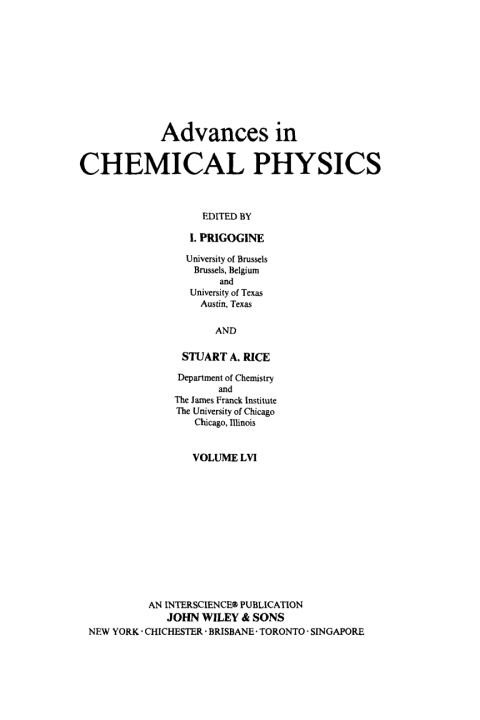 Cover image for book Advances in Chemical Physics
