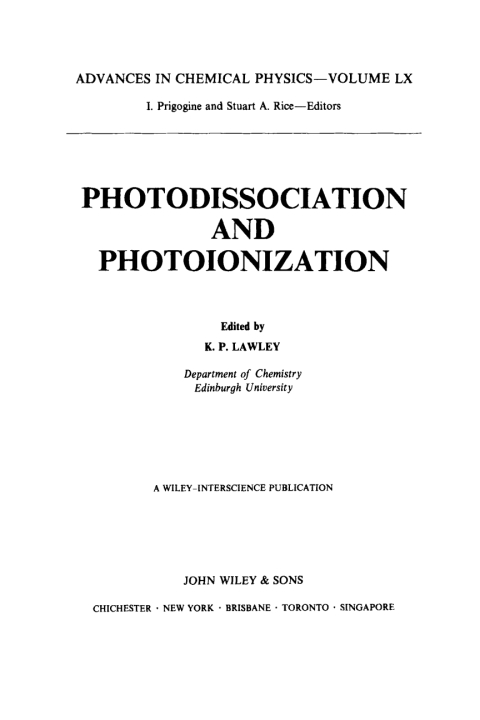 Cover image for book Photodissociation and Photoionisation