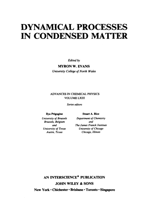 Dynamical Processes in Condensed Matter 