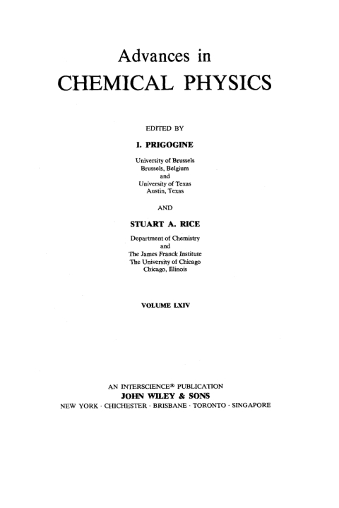 Cover image for book Advances in Chemical Physics