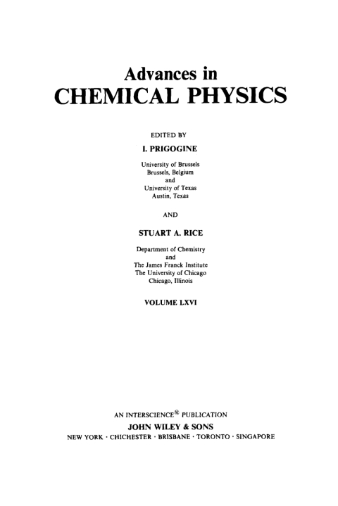 Cover image for book Advances in Chemical Physics