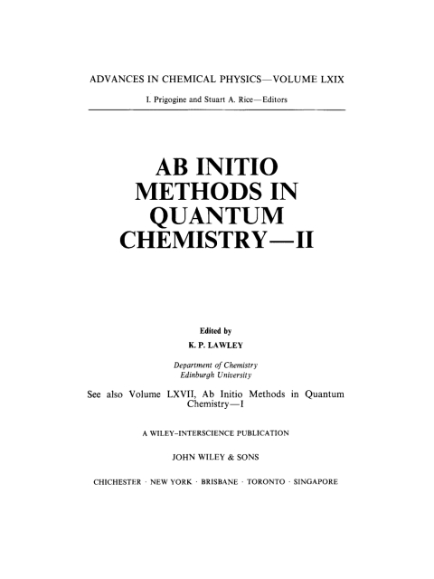 Cover image for book Ab Initio Methods in Quantum Chemistry, Part II
