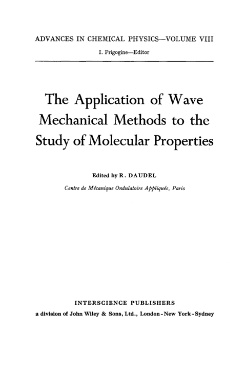 Cover image for book Application of Wave Mechanical Methods to the Study of Mechanical Properties