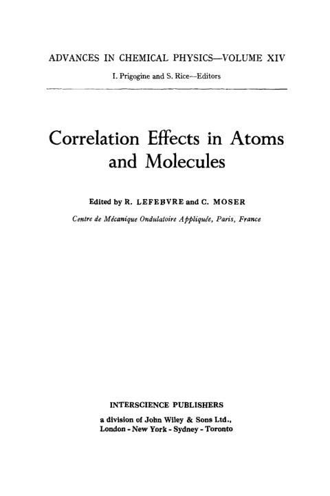 Cover image for book Correlation Effects in Atoms and Molecules