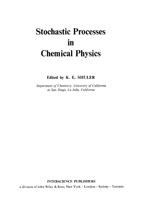 Cover image for book Stochastic Processes in Chemical Physics