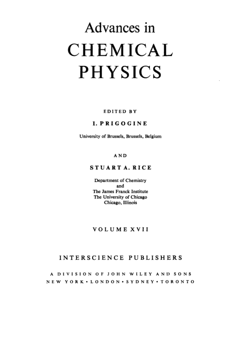 Cover image for book Advances in Chemical Physics