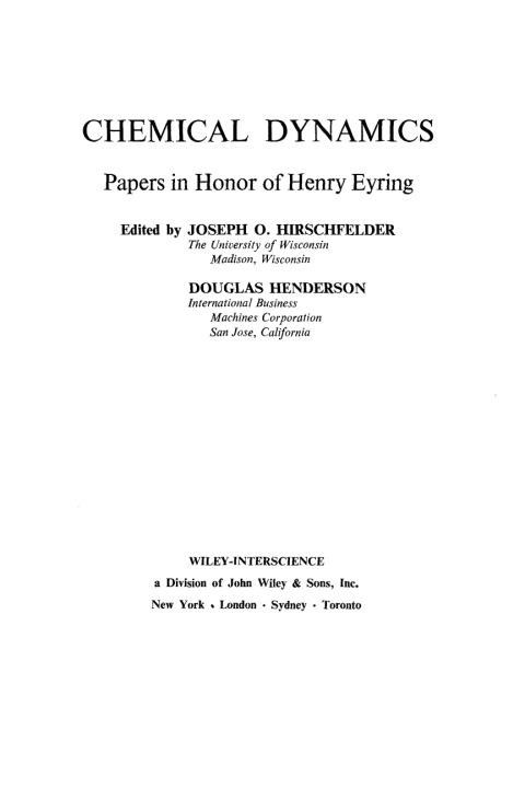Cover image for book Chemical Dynamics