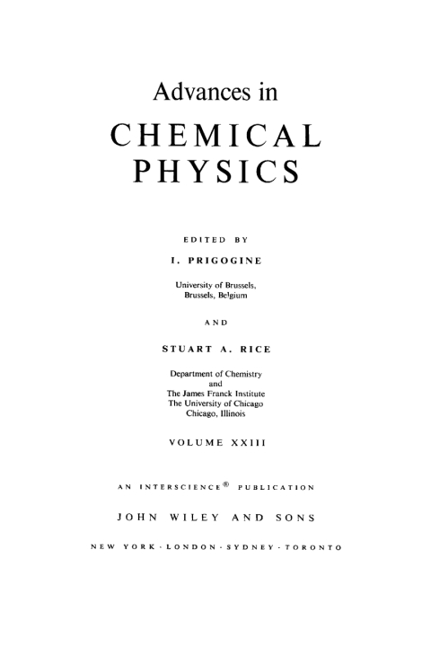 Cover image for book Advances in Chemical Physics