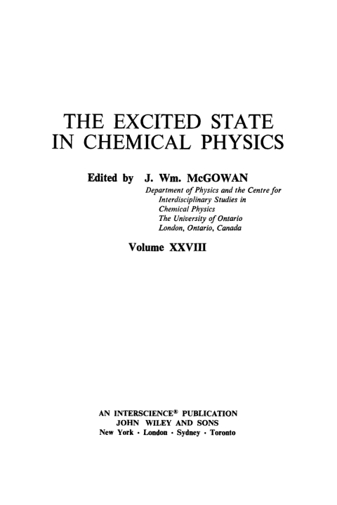 Cover image for book The Excited State in Chemical Physics
