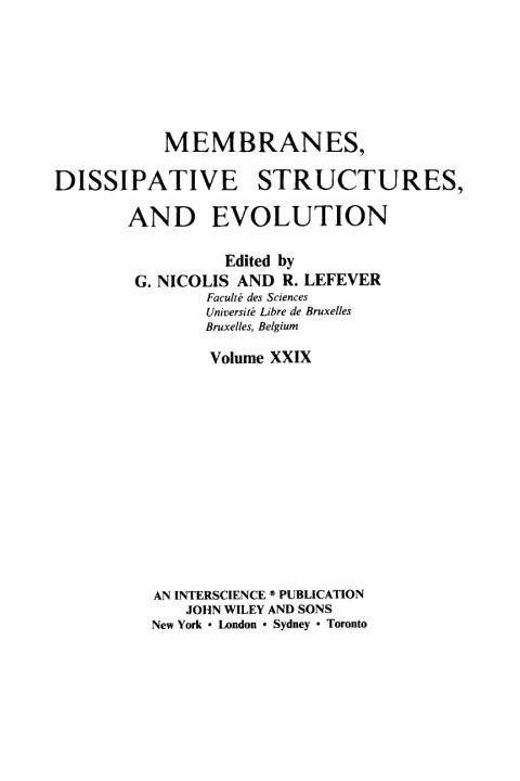 Cover image for book Membranes, Dissipative Structures and Evolution