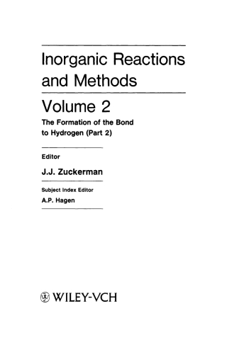 Inorganic Reactions and Methods, The Formation of the Bond to Hydrogen (Part 2)