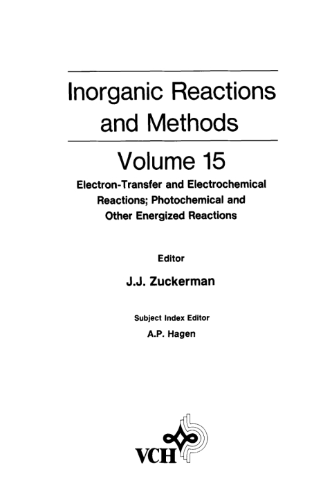 Inorganic Reactions and Methods, Electron-Transfer and Electrochemical Reactions; Photochemical and Other Energized Reactions: Photochemical and Other Energized Reactions 