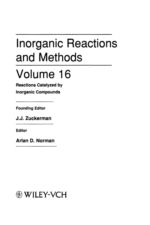 Inorganic Reactions and Methods, Reactions Catalyzed by Inorganic Compounds 