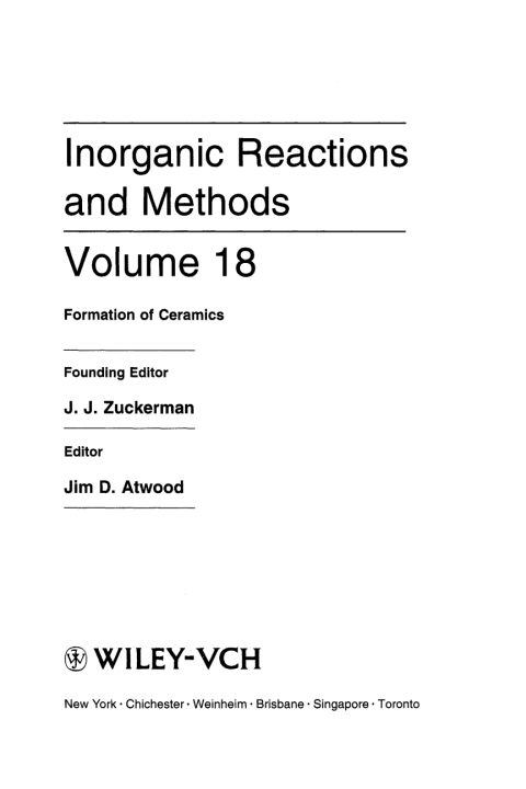 Inorganic Reactions and Methods, Formation of Ceramics 