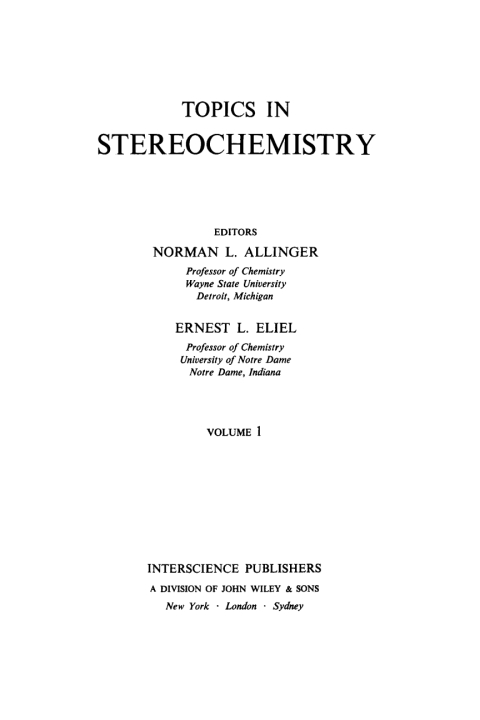 Cover image for book Topics in Stereochemistry