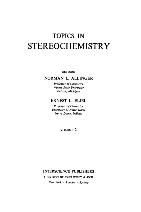 Cover image for book Topics in Stereochemistry