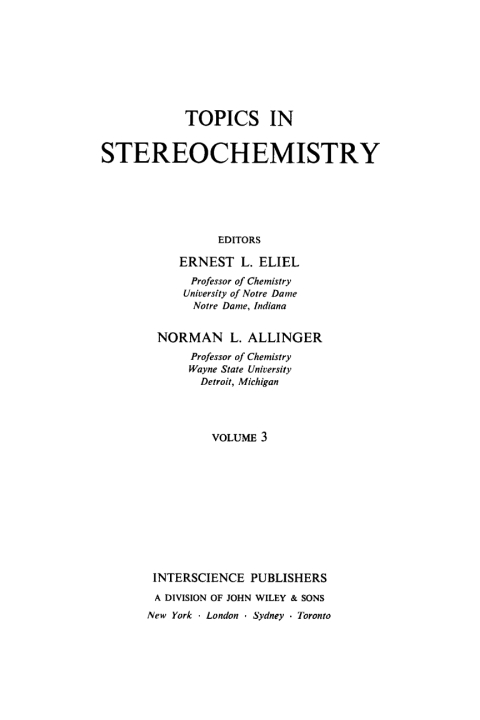 Cover image for book Topics in Stereochemistry