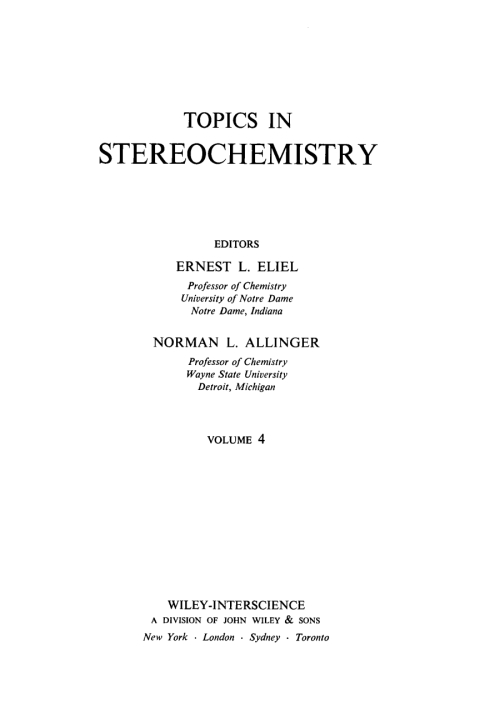 Cover image for book Topics in Stereochemistry