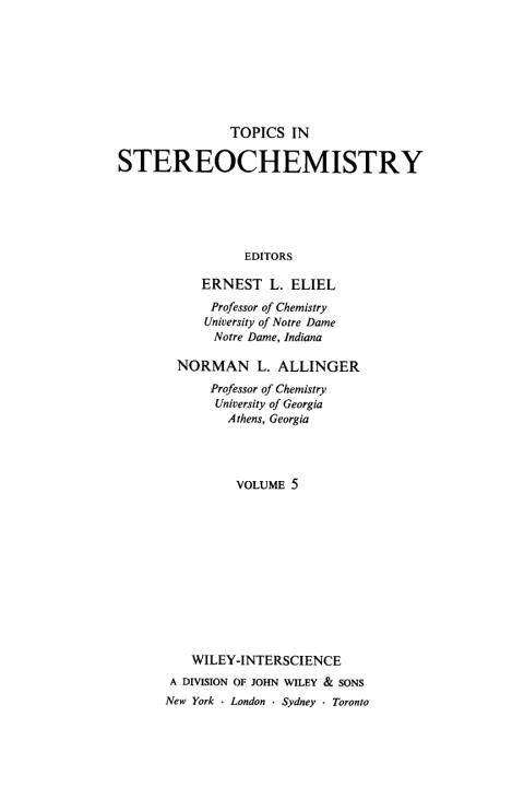 Cover image for book Topics in Stereochemistry