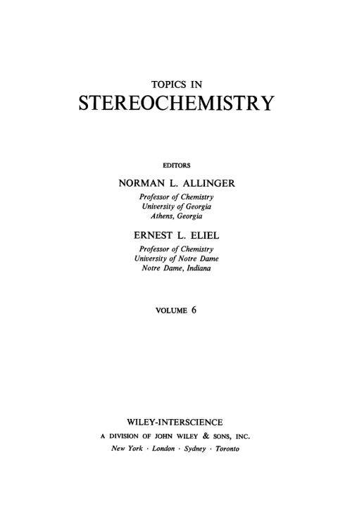 Cover image for book Topics in Stereochemistry