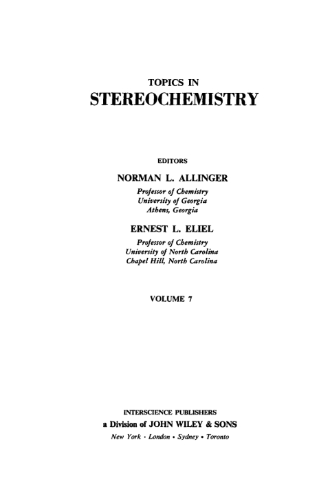 Cover image for book Topics in Stereochemistry