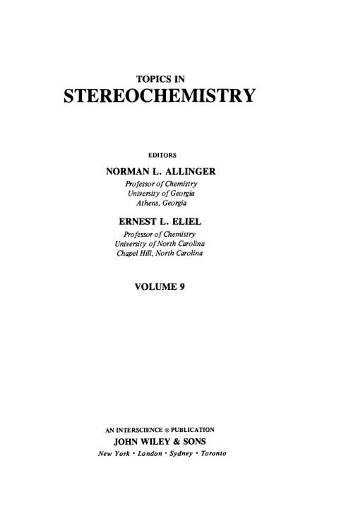 Cover image for book Topics in Stereochemistry