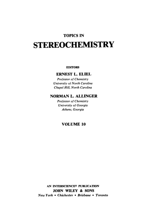 Cover image for book Topics in Stereochemistry