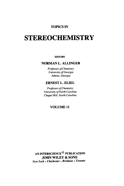 Cover image for book Topics in Stereochemistry