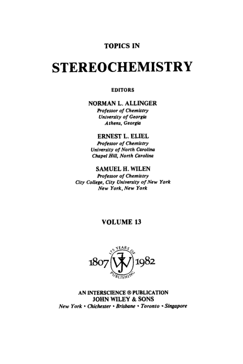 Cover image for book Topics in Stereochemistry