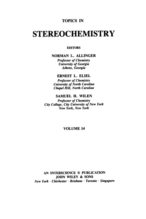 Cover image for book Topics in Stereochemistry
