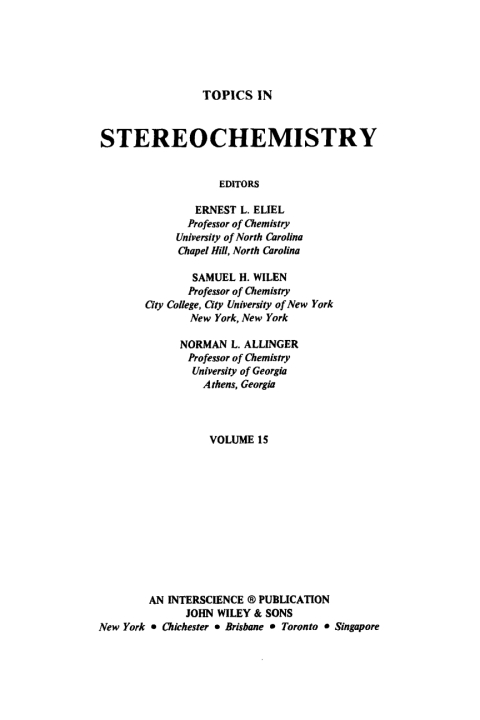 Cover image for book Topics in Stereochemistry