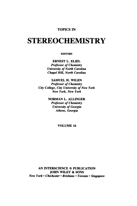 Cover image for book Topics in Stereochemistry