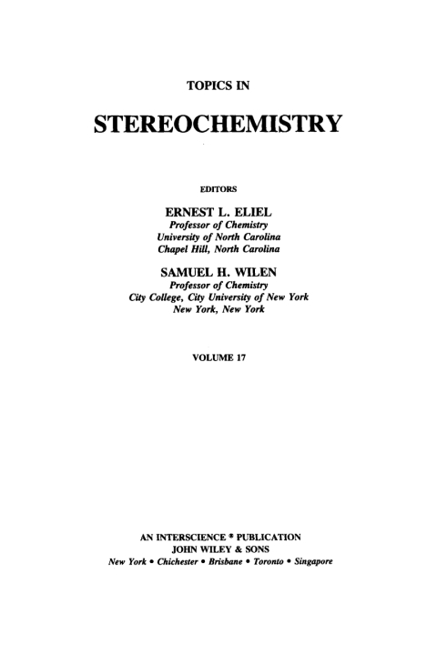 Cover image for book Topics in Stereochemistry