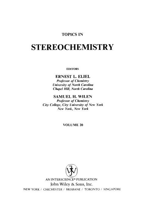 Cover image for book Topics in Stereochemistry