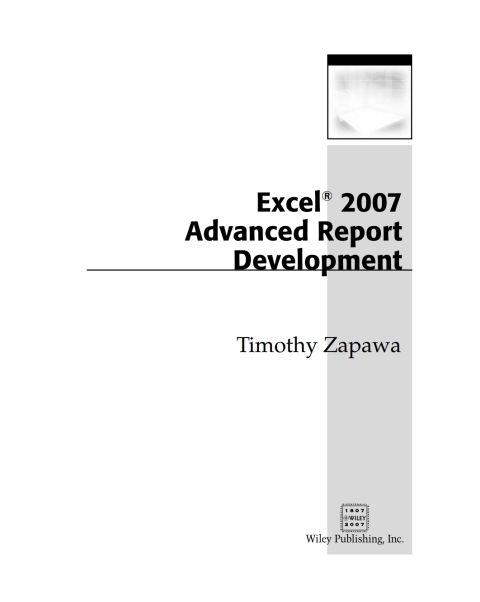 Cover image for book Excel 2007 Advanced Report Development