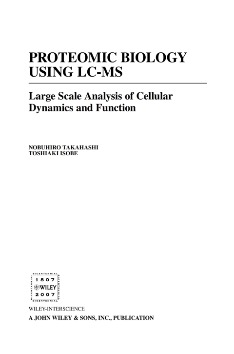 Cover image for book Proteomic Biology Using LC/MS