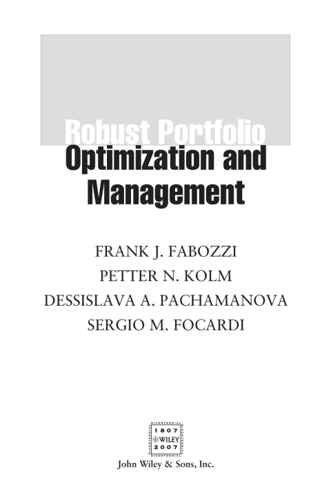 Cover image for book Robust Portfolio Optimization and Management