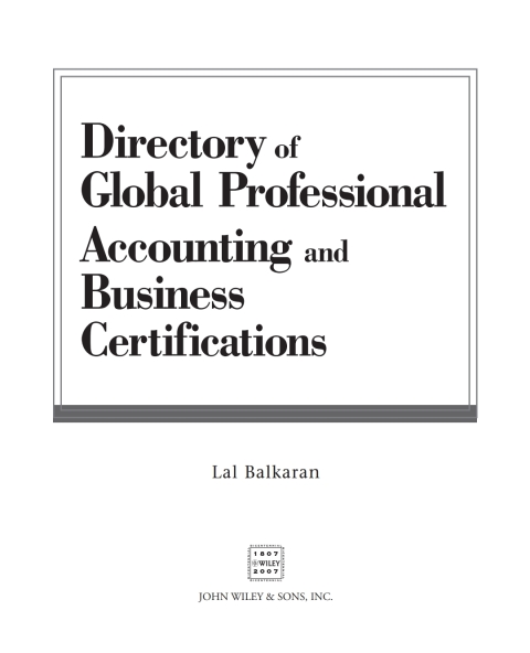 Cover image for book Directory of Global Professional Accounting and Business Certifications