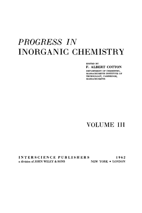 Cover image for book Progress in Inorganic Chemistry