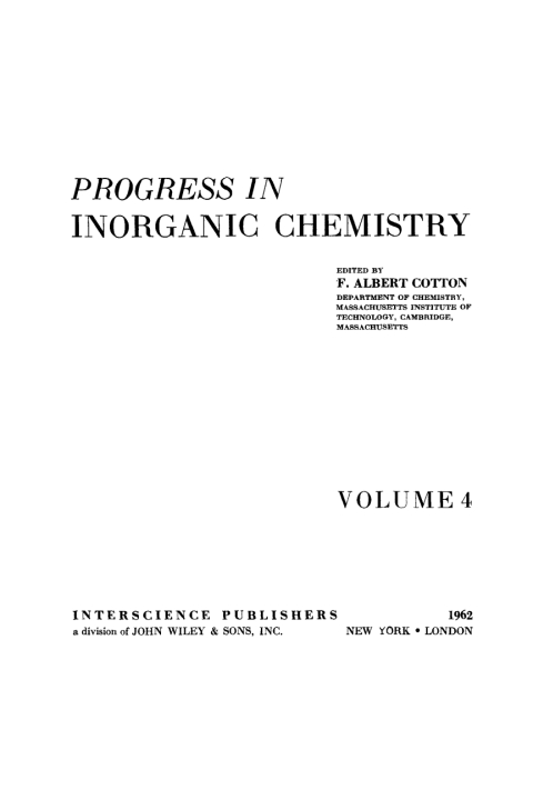 Cover image for book Progress in Inorganic Chemistry
