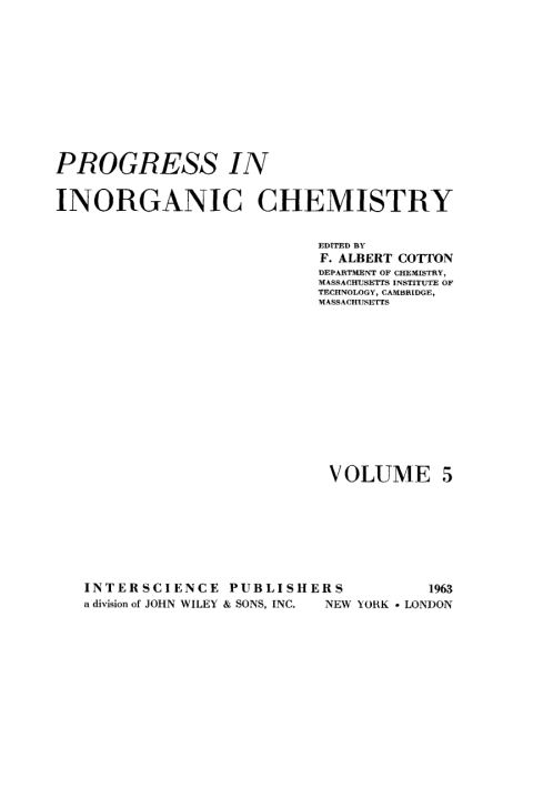 Cover image for book Progress in Inorganic Chemistry