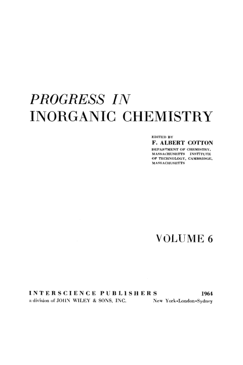Cover image for book Progress in Inorganic Chemistry