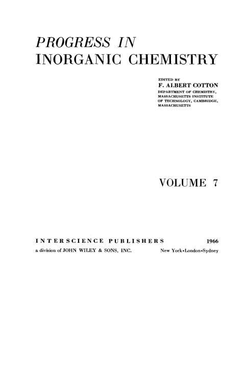 Cover image for book Progress in Inorganic Chemistry
