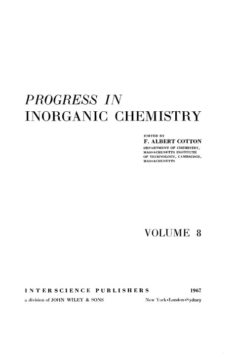 Cover image for book Progress in Inorganic Chemistry