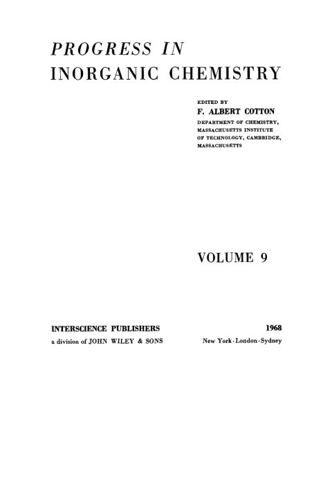 Cover image for book Progress in Inorganic Chemistry