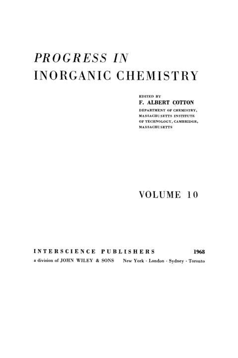Cover image for book Progress in Inorganic Chemistry