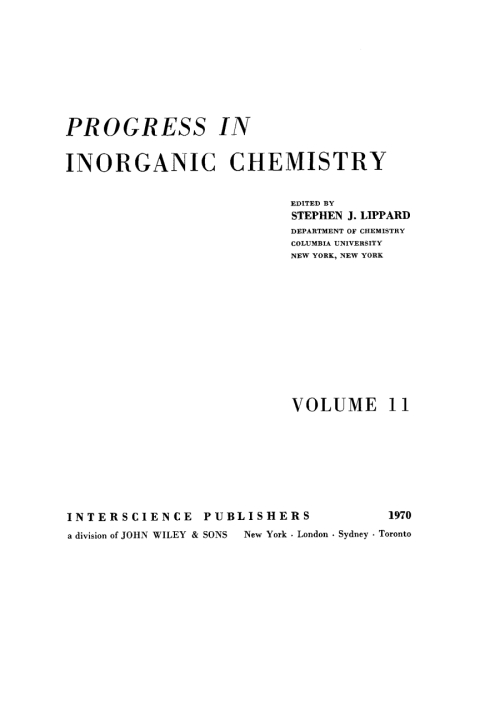 Cover image for book Progress in Inorganic Chemistry