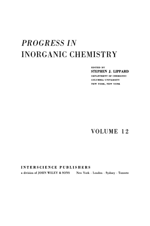 Cover image for book Progress in Inorganic Chemistry