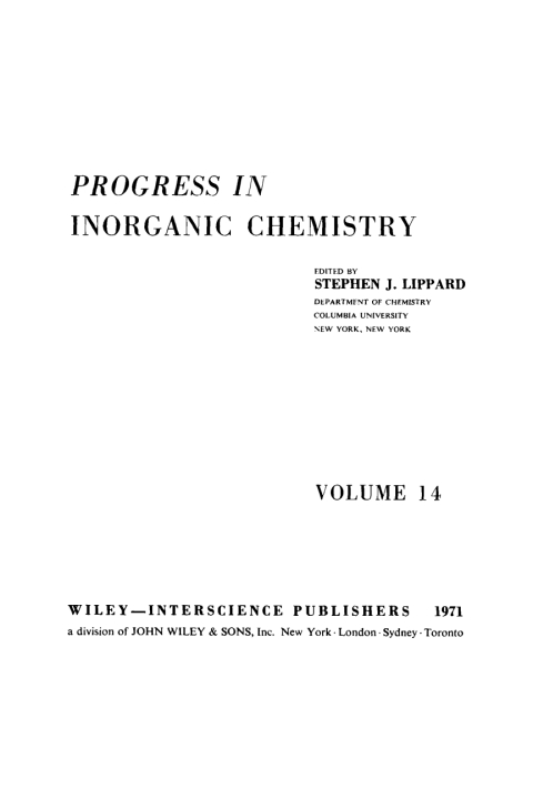 Cover image for book Progress in Inorganic Chemistry