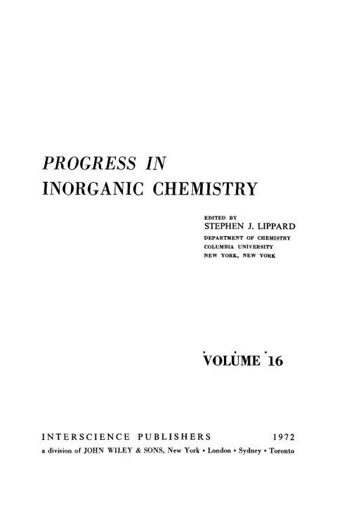 Cover image for book Progress in Inorganic Chemistry